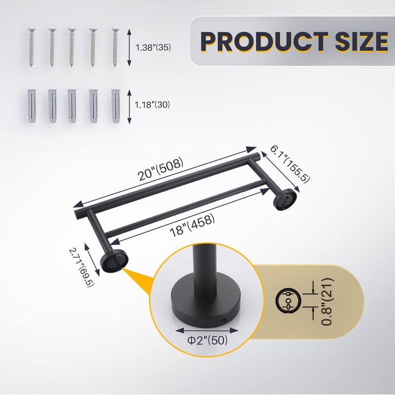 WOWOW Wall Mounted Stainless Steel Double Towel Bar