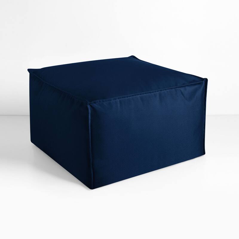 Sorra Home Sunbrella Outdoor Top Stitch Solid Bean Pouf