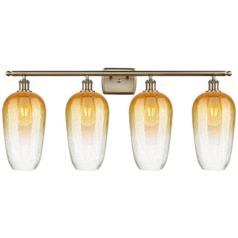 Innovations Lighting Endless Possibilities Ballston - Brookhaven Flute - 4 Light 37" Bath Vanity Light - Antique Brass/Amber