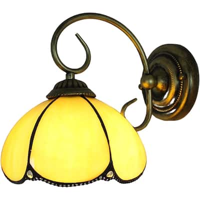 8 inch vintage wall light yellow mounted light glass, iron hardwired light
