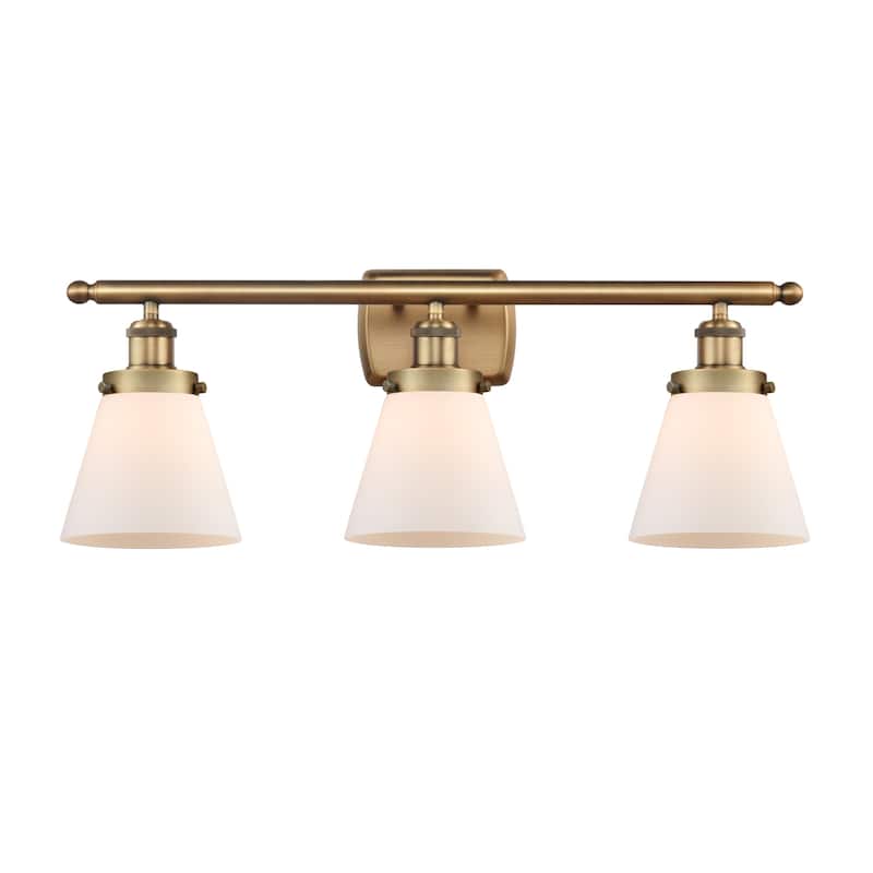 Innovations Lighting 916-3W-11-26 Cone Vanity Cone 3 Light 26" Wide - Brushed Brass / Matte White