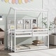 preview thumbnail 4 of 38, Twin Over Twin Low Bunk Bed with House Semi-enclosed Roof and Guardrails White