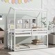 preview thumbnail 1 of 9, White Twin over Twin Size Wood Low Bunk Bed with Semi-enclosed Roof, Guardrails, Bedside Shelves and Ladder White