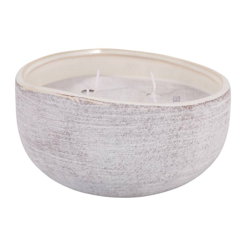 Decorative Textured Ceramic Magnolia and Lily Scented Candle