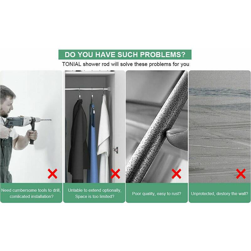 1-inch Adjustable Tension-mounted Shower or Window Curtain Rod