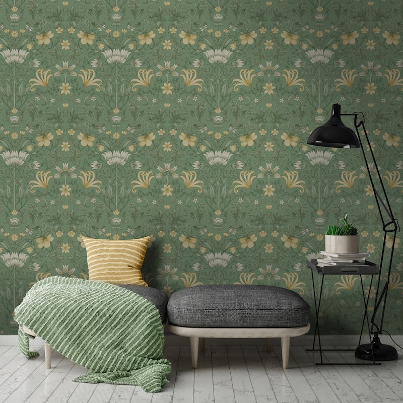 Vintage Floral Non-Pasted Wallpaper – 396 in x 20.8 in