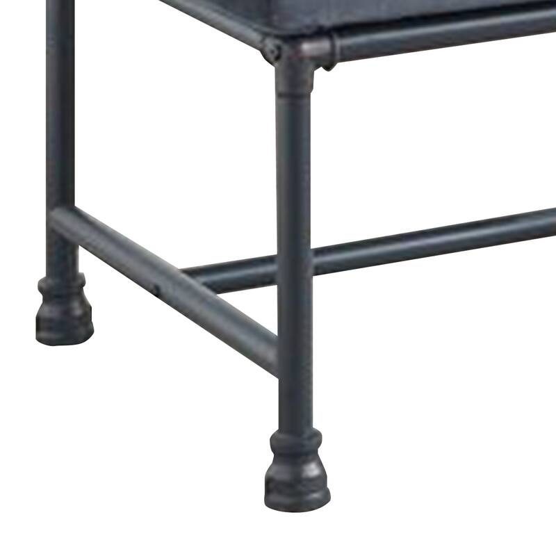 Ottoman with Tufted Velvet Seat and Metal Frame, Gray
