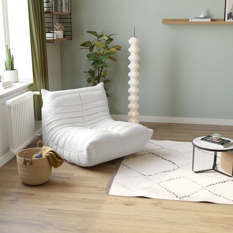Lounge Sponge Single Sofa Bean Bag Chair - Beige