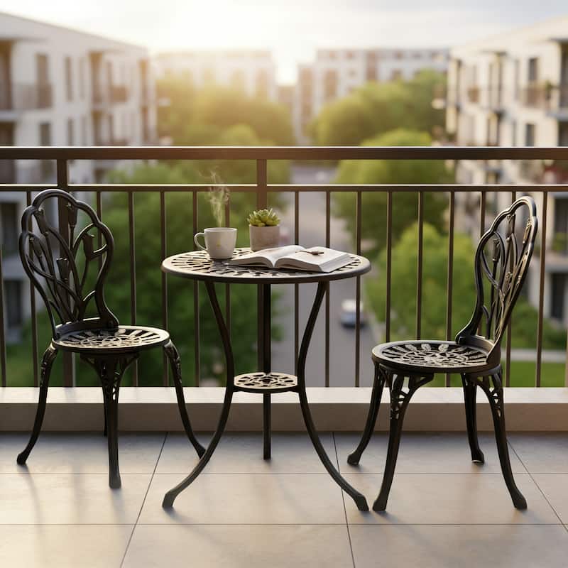Modern 3-Piece Outdoor Bistro Set with Chairs and Table