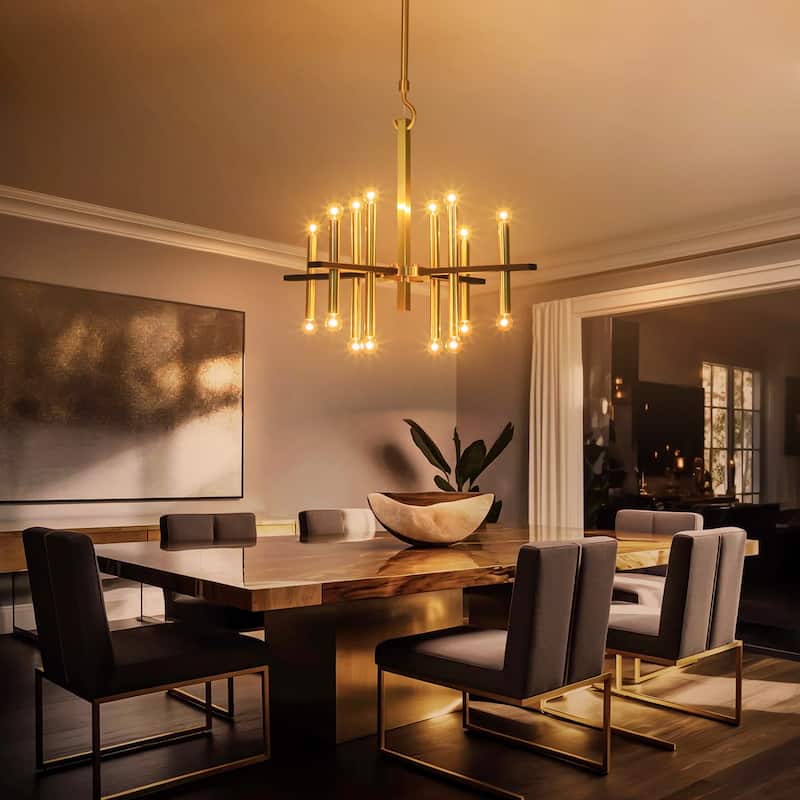 16-Light Modern Industrial Linear Cluster Sputnik Cylinder Chandelier for Dining room