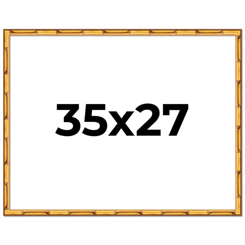 35x27 Frame Gold Bamboo Picture Frame Modern Photo Frame Includes UV Acrylic Shatter Guard Front Acid Free Foam Backing Board