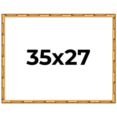 35x27 Frame Gold Bamboo Picture Frame Modern Photo Frame Includes UV Acrylic Shatter Guard Front Acid Free Foam Backing Board