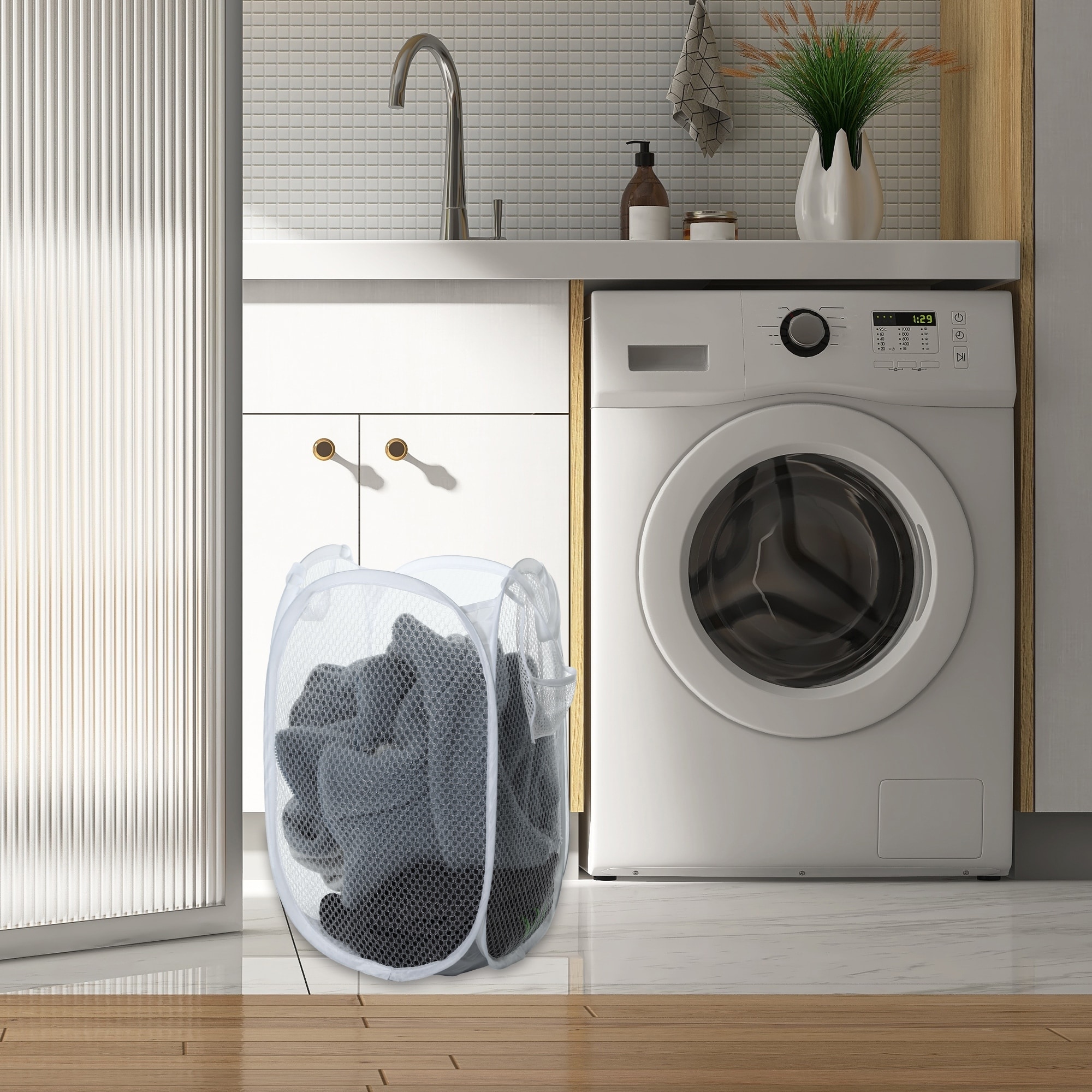 Folding Laundry Basket Durable Folding Laundry Hamper for Bathroom 18.90"x11.81" 40L 1 Pcs