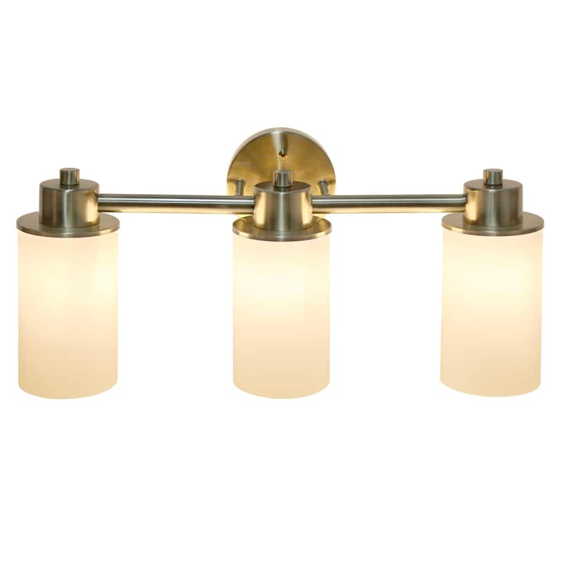 Wall Mounted Three Light Vanity Fixture with Opaque Glass Shade - 20.75" - Bronze and White