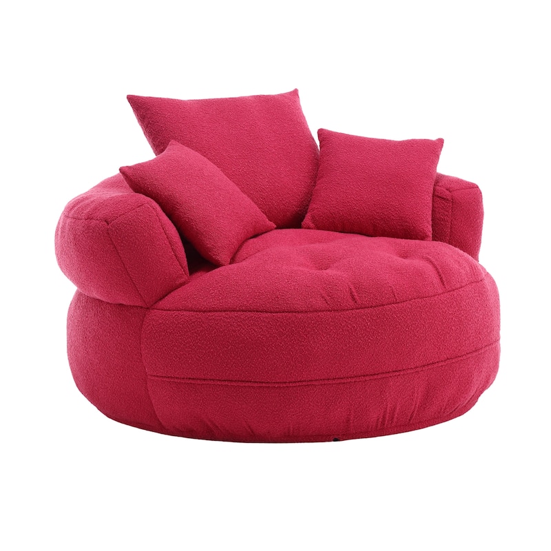 Indoor circular wide sofa and lazy sofa chair - Rose Red