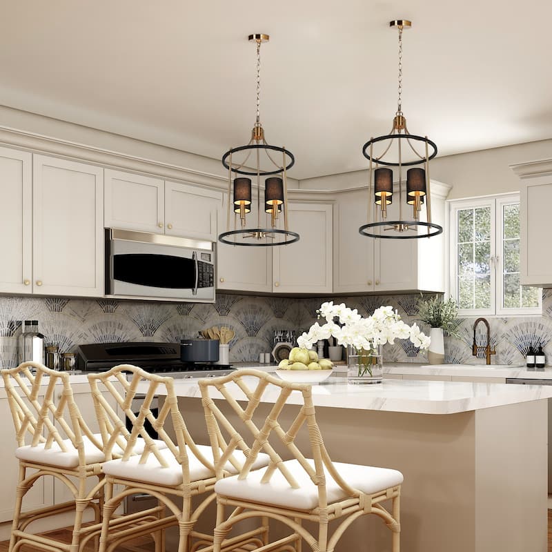 Zigger 4-light Modern Glam Cylinder Chandeliers Dimmable Drum Lights with Removable Fabric Shade - D 13.5" x H 88"