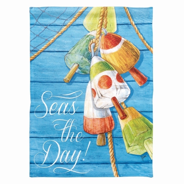 Multicolored Nautical Buoy "Seas The Day" Garden Flag 18" x 13" - N/A