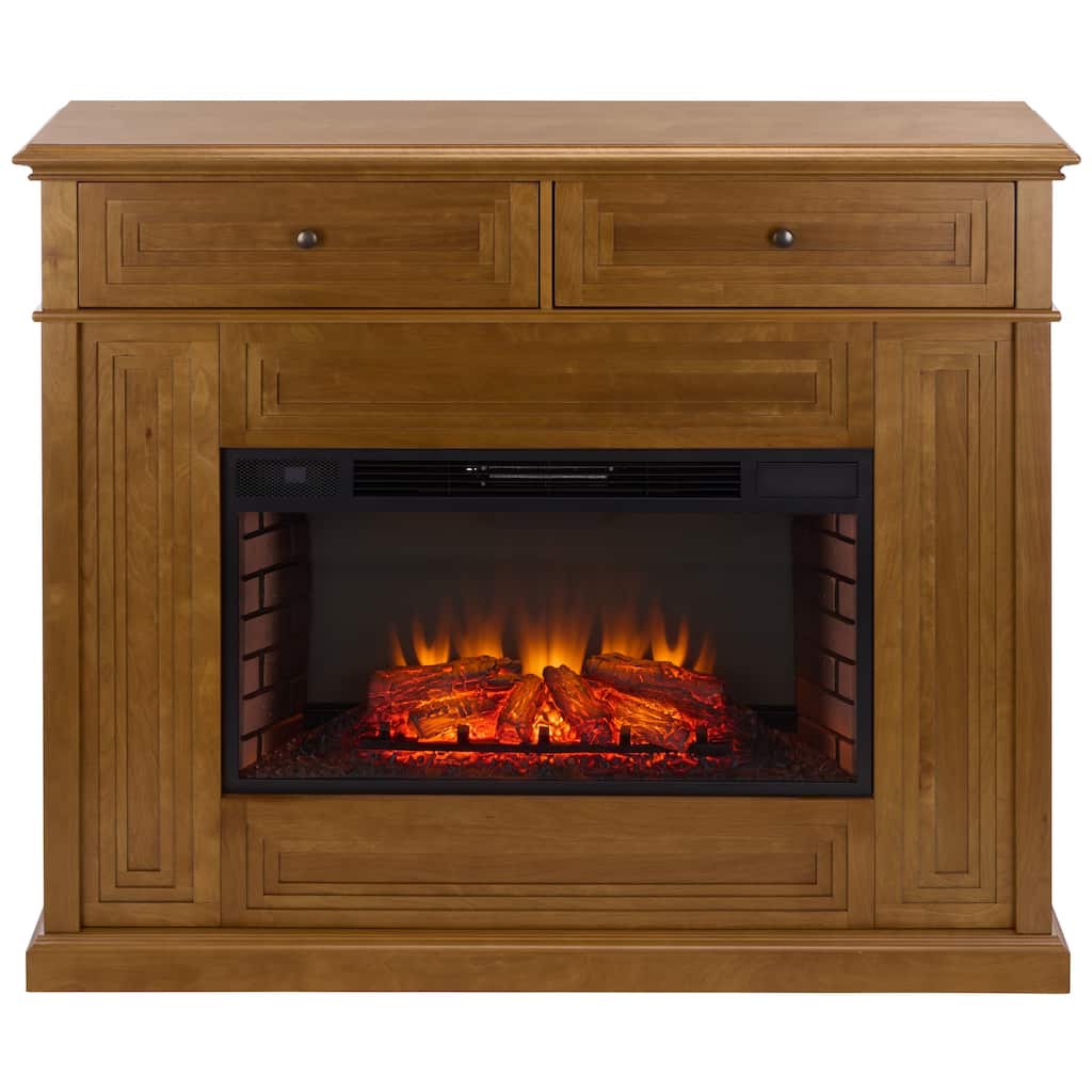 SEI Furniture Trevor 2-Drawer Wood Mantel With 33-Inch Firebox - 43"W x 16"D x 40"H