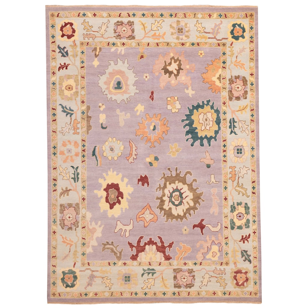ECARPETGALLERY Hand-knotted Modern Oushak Violet Wool Rug - 8'11 x 11'11