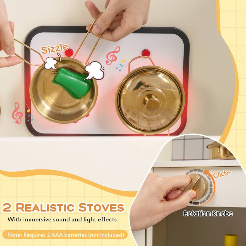 Gymax Pretend Play Corner Kitchen Set w/Ice Dispenser Stoves Oven