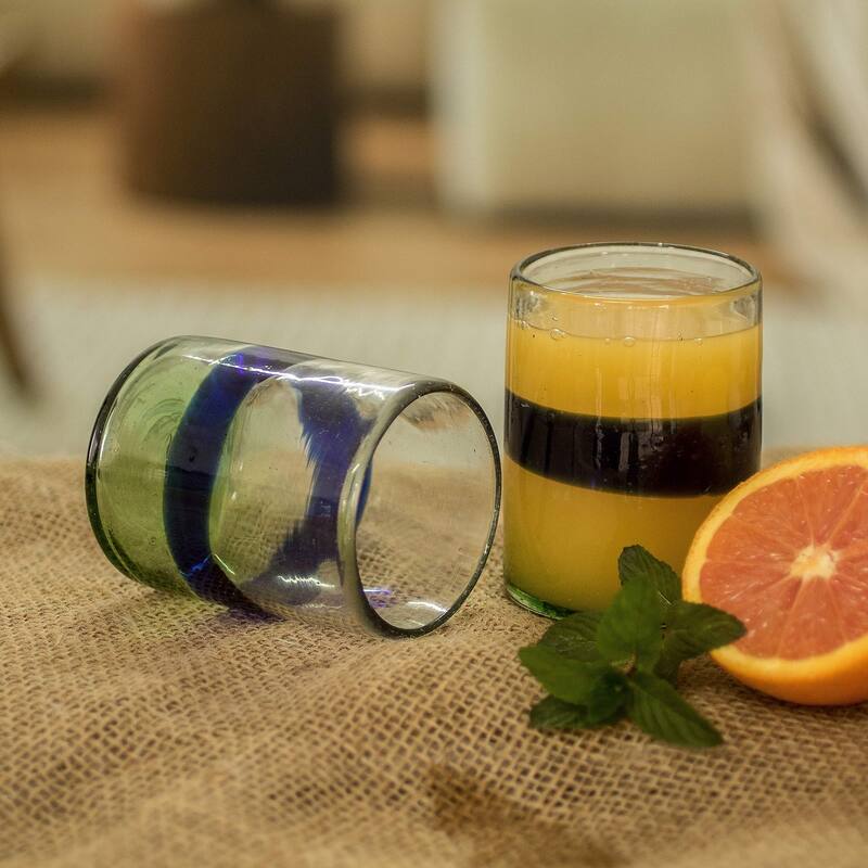Novica Handmade Pacifico Handblown Juice Glasses (Pair)