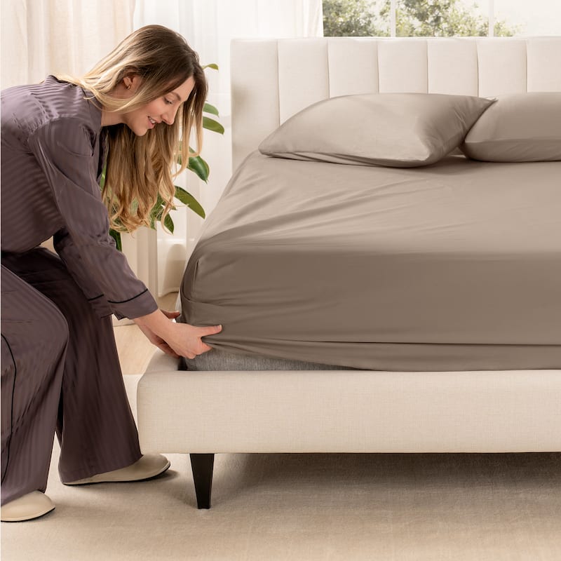 Bare Home Organic Cotton Fitted Sheet - Smoth Sateen Weave