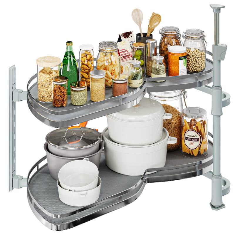 33" Irregular 2 Shelf Lazy Susan Set - Left Direction