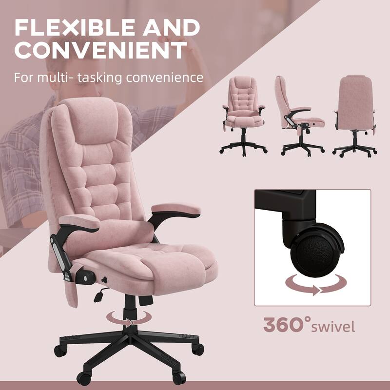 6 Point Vibrating Massage Office Chair with Heat, High Back Executive Office Chair with Reclining Backrest, Padded Armrests