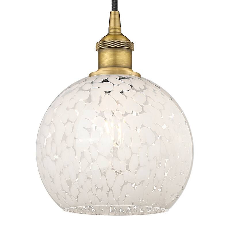 Innovations Lighting 616-1P 10 8 White Mouchette Pendant White - Brushed Brass
