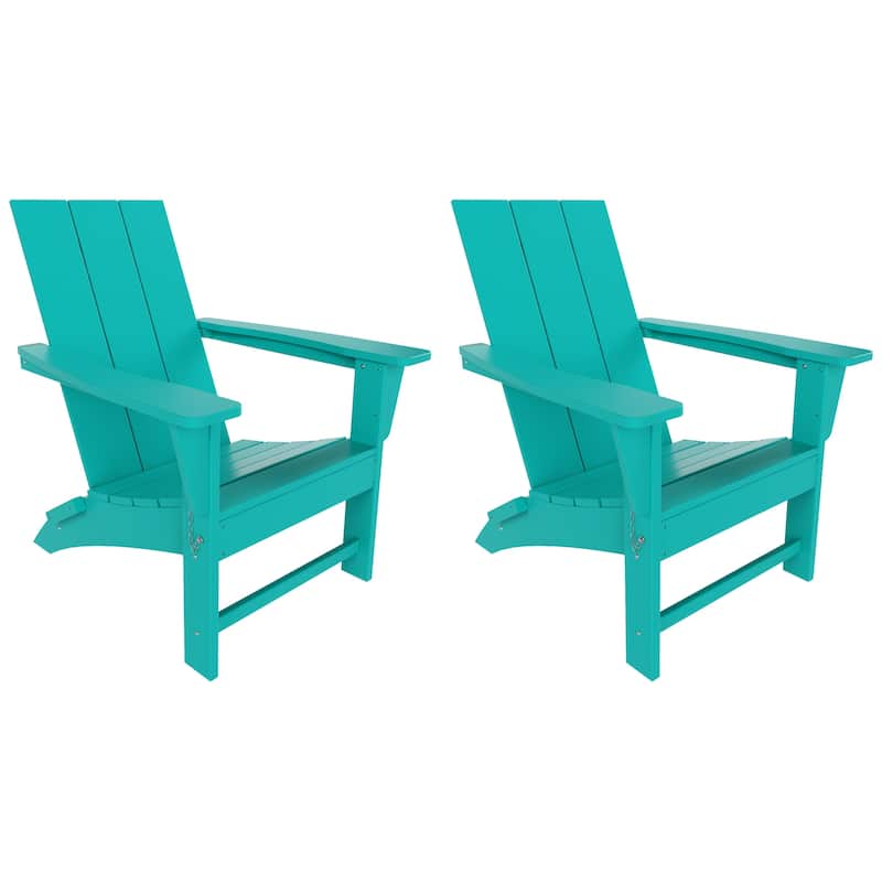 Polytrends Shoreside Folding Poly Eco-Friendly All Weather Outdoor Adirondack Chair (Set of 2)