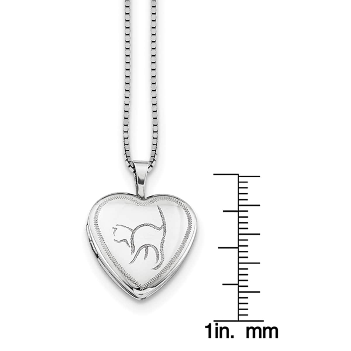 Sterling Silver Rhodium-Plated 16Mm Enameled Lily Heart Locket New