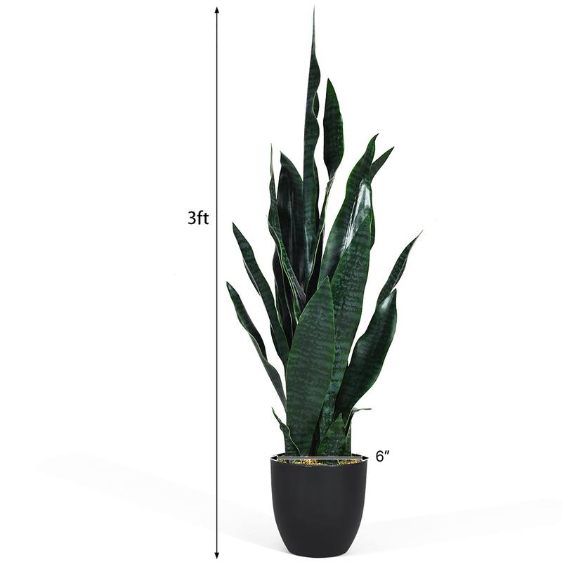 36Inch Tall Artificial Potted Floor Plant Large Faux Sansevieria Plant