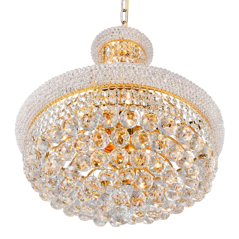 Empire 14 Light 20in Gold Down Chandelier with Crystals