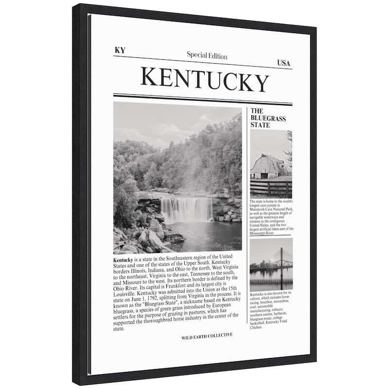 Kate and Laurel Kentucky Article by Megan Ryan Framed Canvas Wall Art Print - 18x24