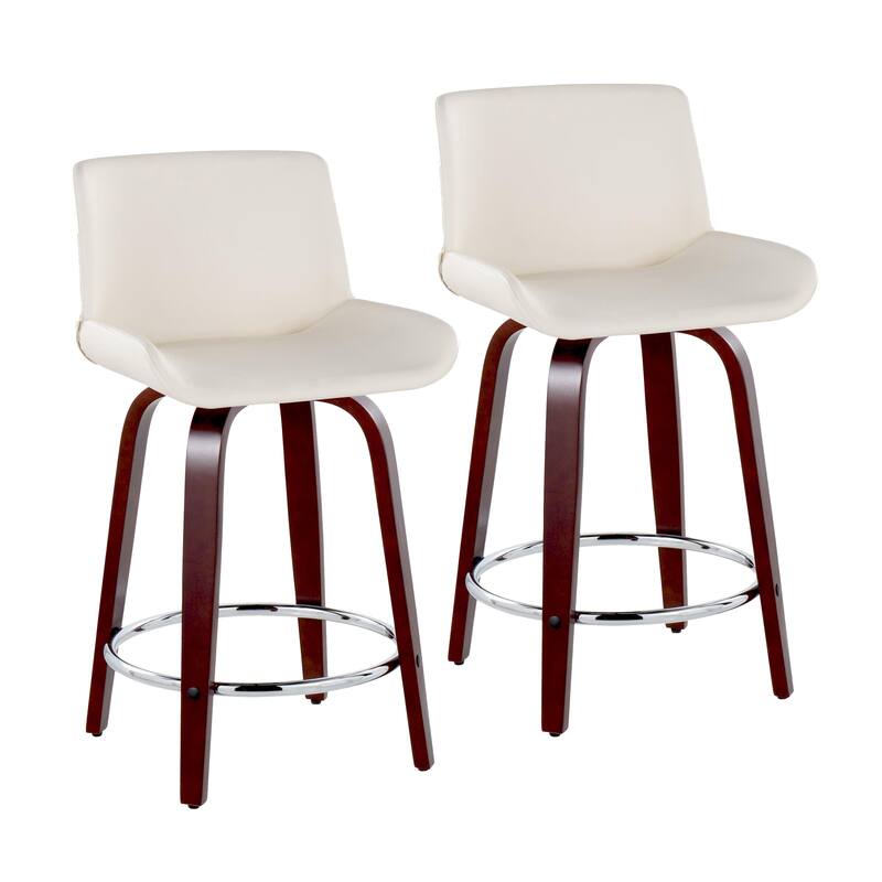 Santi Upholstered 24" Fixed-Height Counter Stool - Set of 2