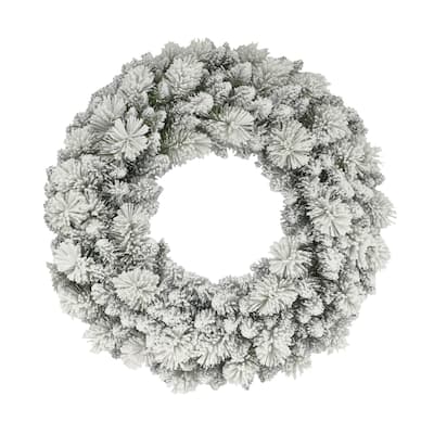 Puleo International 32" Flocked Spruce Wreath - Green