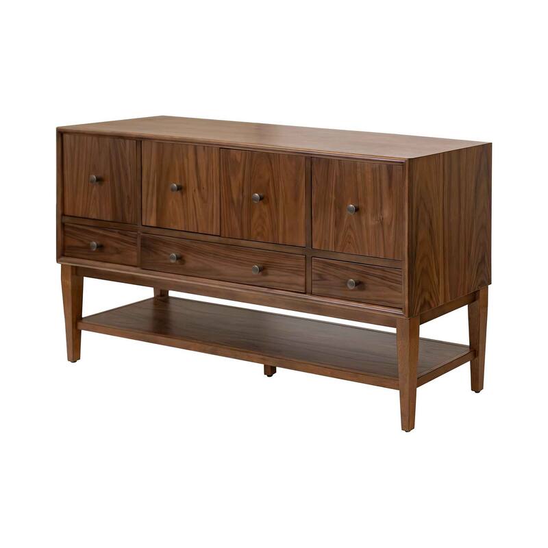 Mid-Century Modern Wood Sideboard, Fully Assembled, Brown