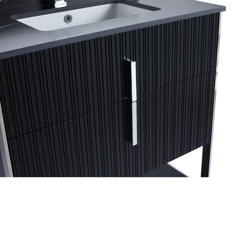 Fine Fixtures Serenity Modern Bathroom Vanity with Black Sintered Stone Top