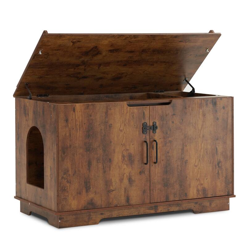 MCombo X-Large Cat Litter Box Furniture Hidden with Top Opening & Divider, Particle Board, CT37