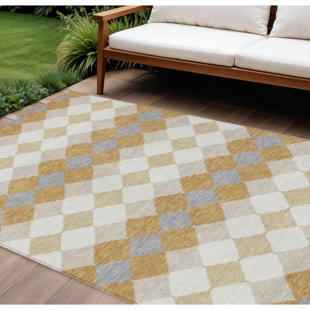 HomeRoots Geometric Transitional Rectangle Outdoor Rug