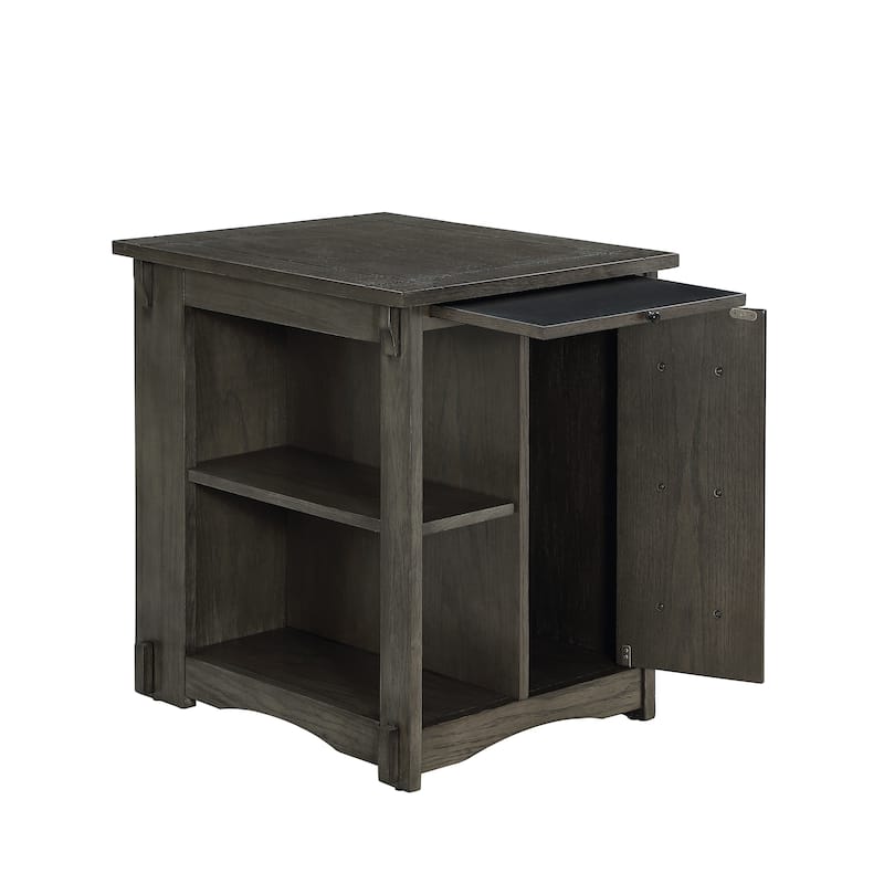Linon Derek Side Table with Storage Grey