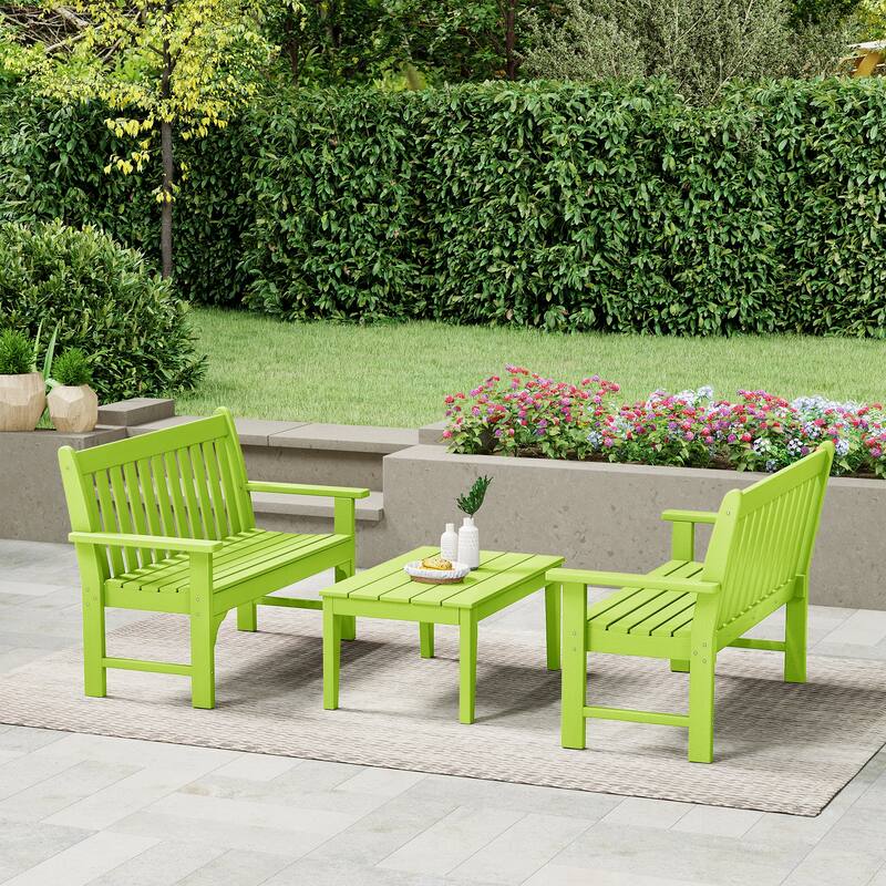 Laguna Poly 3-Piece Bench With Coffee Table