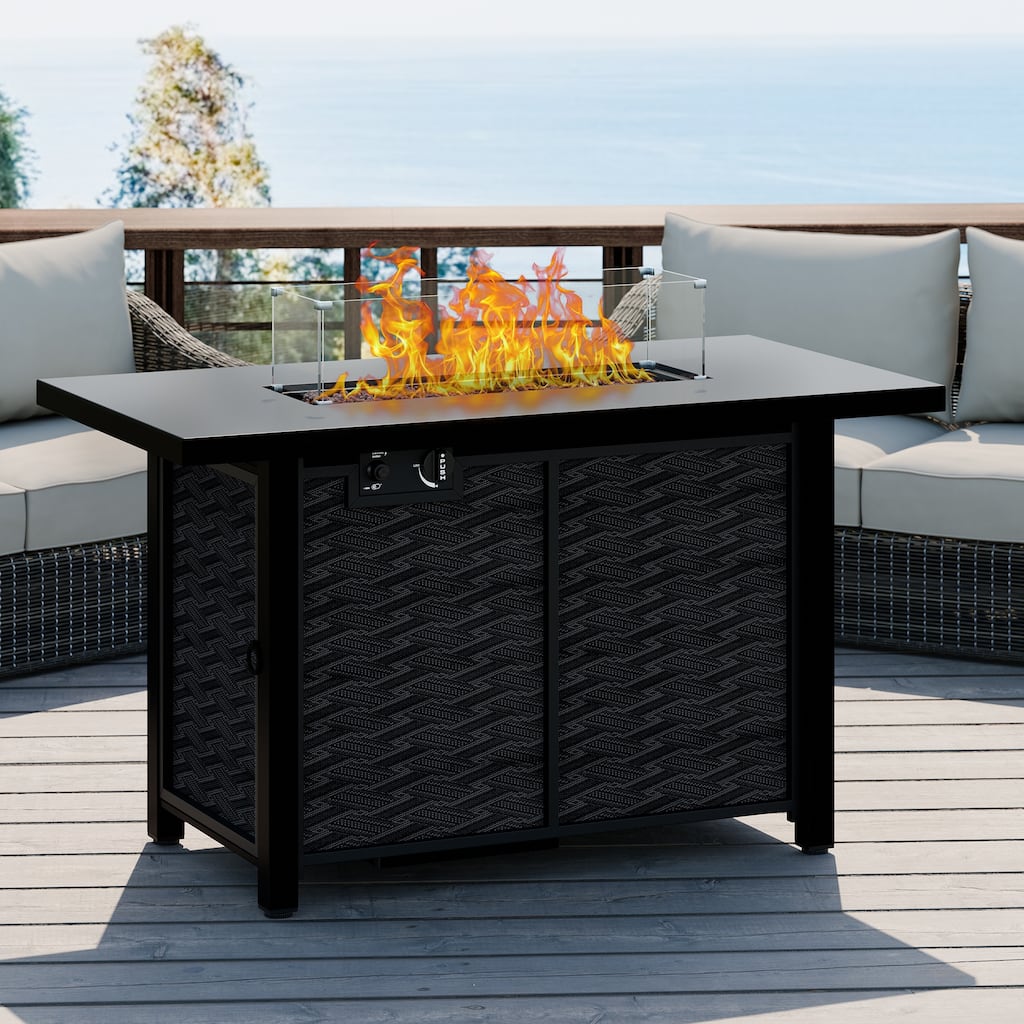 50000 BTU Outdoor Propane Fire Pit Table with Removable Cover - N/A