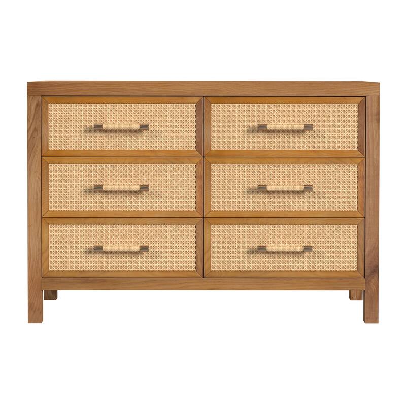 Mesa Cane and Solid Wood 6-Drawer Dresser