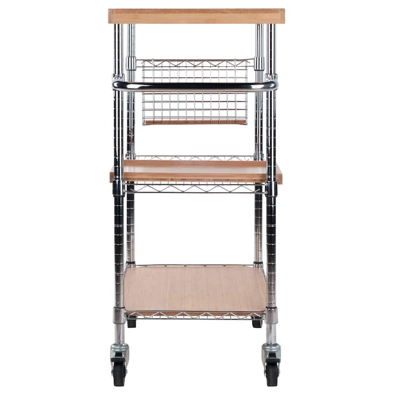 38.5" Natural Bamboo Unique Medera Kitchen Cart