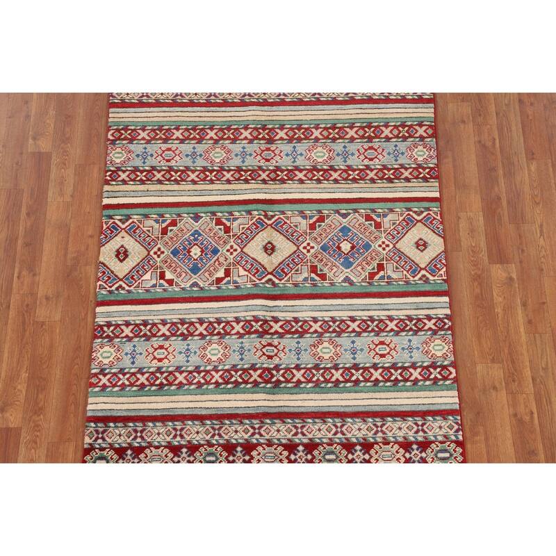 Kazak Area Rug Handmade Traditional Oriental Wool Carpet - 3'10" x 5'10"