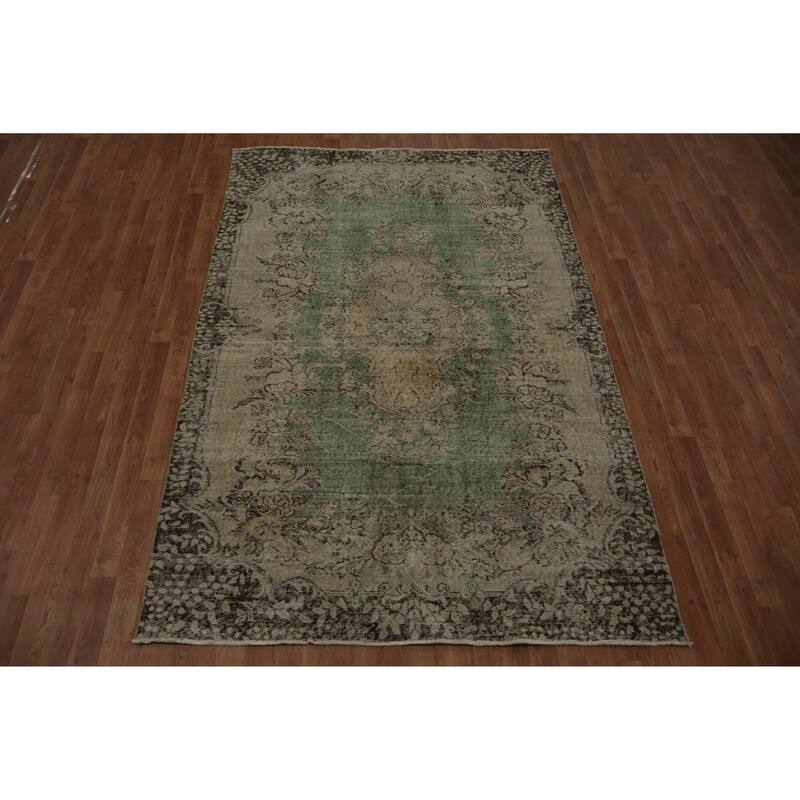 Hand Knotted Oriental 100% Wool Carpet Transitional Floral Beige & Ivories Anatolian Area Rug - 8' 7'' X 5' 7''