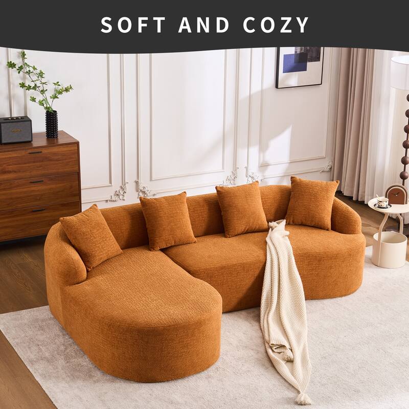 Curved Sectional Sofa L-Shape Modular Chaise Chenille Floor Couch