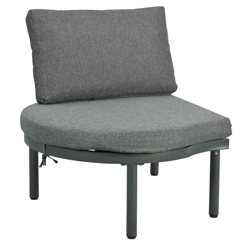 6/8-Piece Half Moon PE Wicker Patio Sectional Set with Dual Coffee Tables