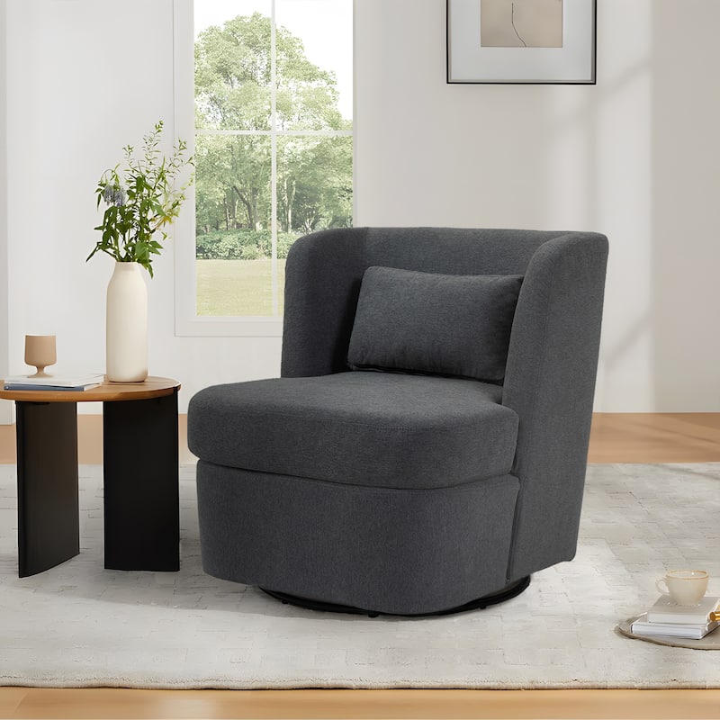 Modern Boucle Linen Upholstered Swivel Accent chair